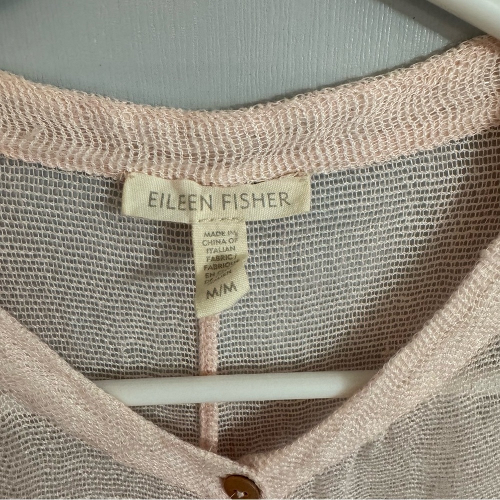 Eileen Fisher Light Pink Linen Blend Sheer Swimsuit Coverup Top Size Medium - Picture 6 of 9